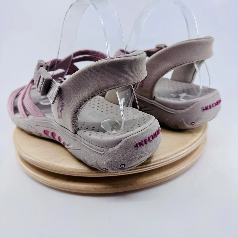 Skechers Reggae Slim Stretch Sandals Womens 11 Pink Taupe Comfort Sport slip in - Picture 6 of 7